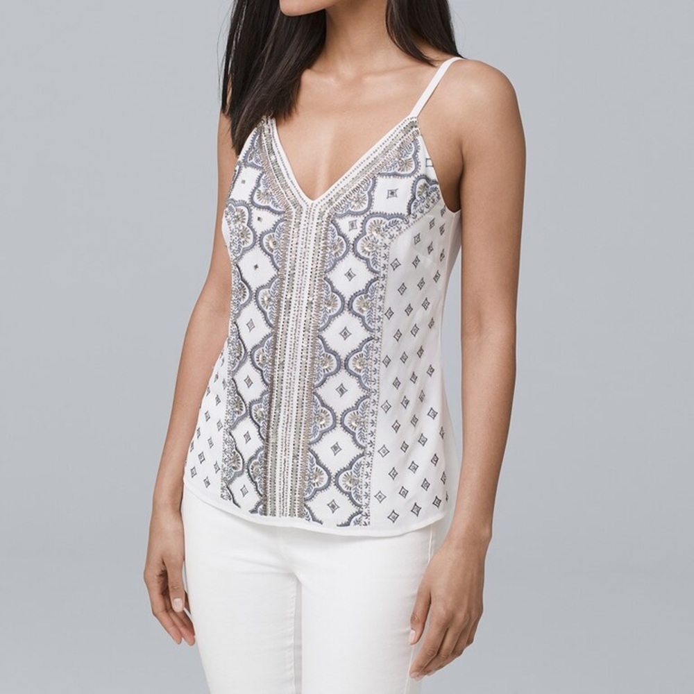 Beaded embellished gatsby top silver white sequins
